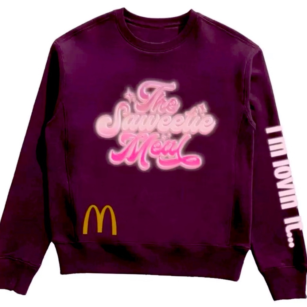 MCDONALDS x SAWEETIE MEAL TAWNY PORT CREWNECK SWEATSHIRT LARGE (New In Bag)